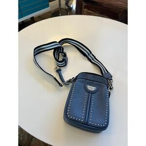 Brighton Blue Leather Studded Smartphone Crossbody Organizer